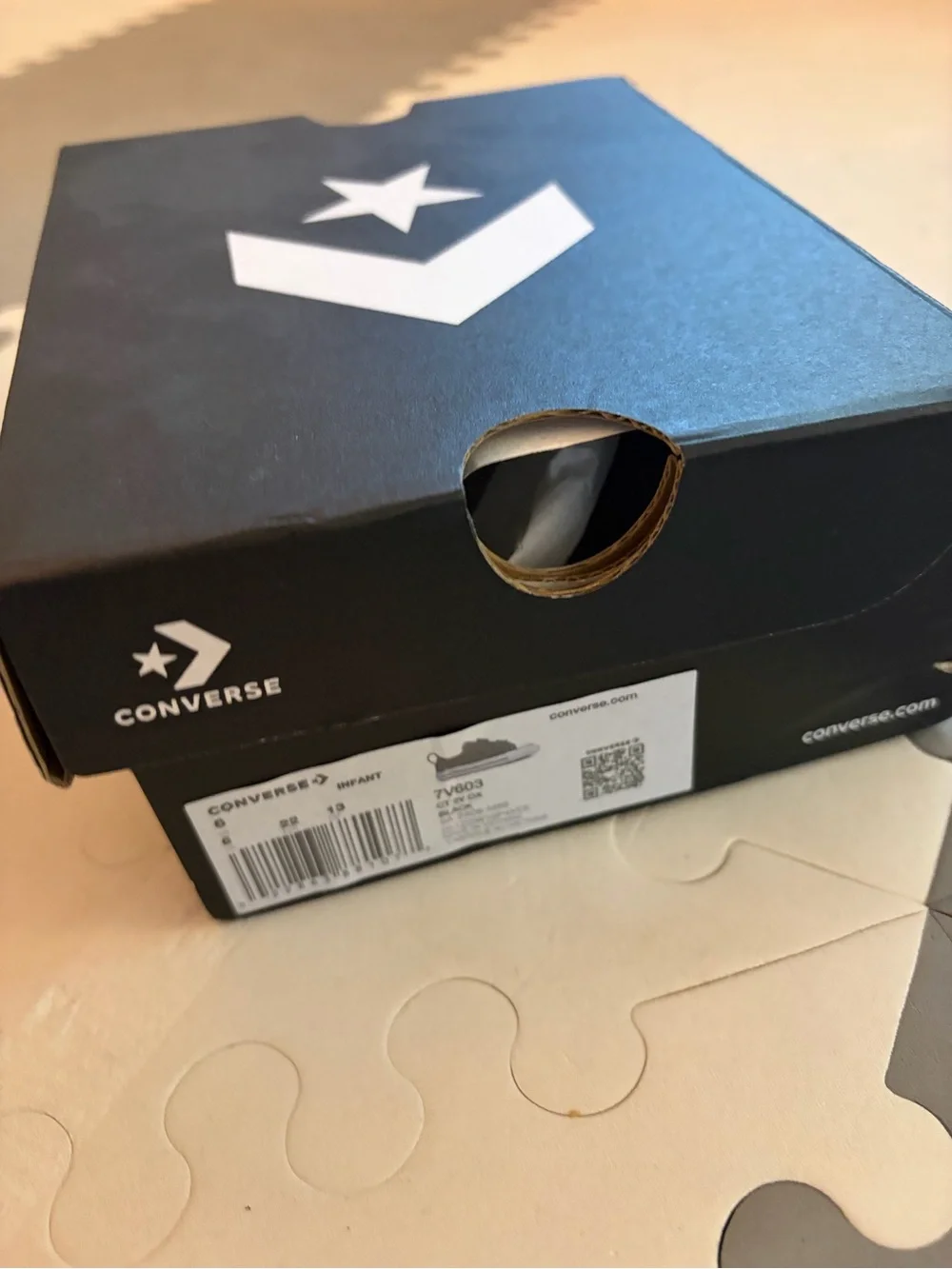 Converse Kids Black & White Low Top Velcro Sneakers